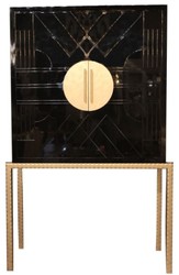 Casa Padrino armoire de bar design noir / laiton 120 x 40 x H. 190 cm - Armoire à vin noble avec carreaux de céramique de haute qualité - Mobilier de Bar - Mobilier d'Hôtel - Qualité de Luxe