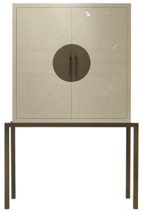 Casa Padrino armario bar de diseño crema / latón 120 x 40 x A. 190 cm - Armario para vinos noble con baldosas de cerámica de alta calidad - Muebles de Bar - Muebles de Hotel - Calidad de Lujo