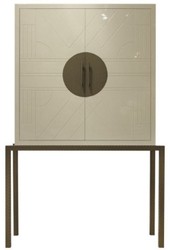 Casa Padrino designer bar cabinet cream / brass 120 x 40 x H. 190 cm - Noble wine cabinet with high-quality ceramic tiles - Bar Furniture - Hotel Furniture - Luxury Quality