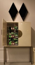 Casa Padrino designer bar cabinet cream / brass 120 x 40 x H. 190 cm - Noble wine cabinet with high-quality ceramic tiles - Bar Furniture - Hotel Furniture - Luxury Quality