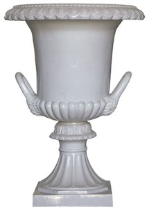 Casa Padrino florero barroco de lujo blanco Ø 71 x A. 99,5 cm - Jarrón de cerámica hecho a mano - Decoración de jardín de balcón y terraza - Accesorios de decoración estilo barroco - Noble y Magnífico