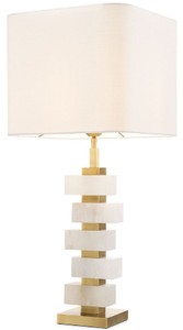 Casa Padrino luxury table lamp antique brass / alabaster / white 35 x 35 x H. 79.5 cm - Modern metal desk lamp with decorative alabaster - Luxury Quality