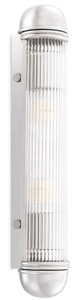 Casa Padrino Luxus Wandleuchte Silber 7 x 7,5 x H. 40 cm - Elegante Metall Wandlampe mit Glas Lampenschirm - Luxus Leuchten