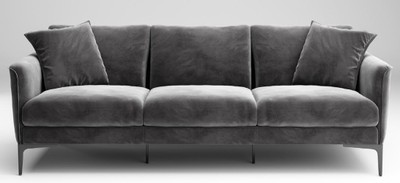 Casa Padrino sofá de lujo gris / negro 240 x 98 x A. 60 cm - Sofá de salón con tela de terciopelo fino - Muebles de salón de lujo