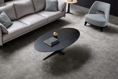 Casa Padrino Luxus Couchtisch Anthrazitgrau 150 x 80 x H. 38 cm - Ovaler Wohnzimmertisch - Wohnzimmer Möbel - Luxus Qualität