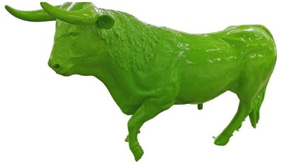 Wetterbeständige Designer Garten Deko Skulptur Figur Stier Grün Weatherproof Designer Garden Decoration Sculpture Figure Bull Green