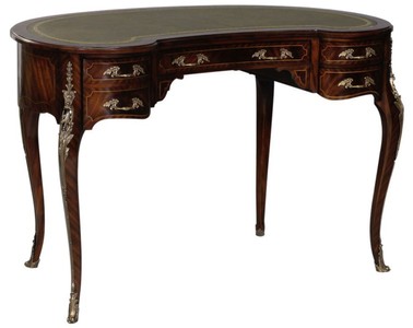 Barock Massivholz Mahagoni Schreibtisch Dunkelbraun Baroque Solid Wood Mahogany Desk Dark Brown 