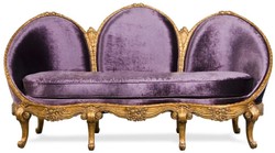 Casa Padrino sofá de terciopelo barroco de lujo púrpura / oro antiguo - Sofá de sala de estar hecho a mano noble en estilo barroco - Muebles de sala de estar barrocos - Noble y Magnífico