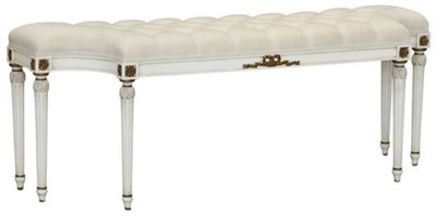 Casa Padrino banc de luxe baroque crème / blanc / or antique - Banc rembourré en bois massif avec décorations sculptées à la main - Mobilier Baroque