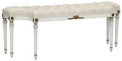 Casa Padrino banc de luxe baroque crème / blanc / or antique - Banc rembourré en bois massif avec décorations sculptées à la main - Mobilier Baroque
