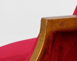 Casa Padrino canapé rond baroque de luxe rouge / blanc / or antique - Canapé rond en velours fait main - Mobilier Baroque pour Hôtels et Restaurants 