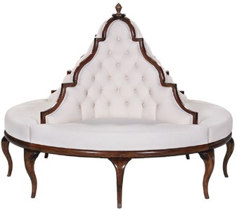 Luxus Barock Rundsofa Weiß Dunkelbraun Luxury Baroque Round Sofa White Dark Brown