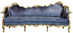 Casa Padrino divano barocco di lusso in velluto blu / oro - Divano da soggiorno nobile artigianale in stile barocco - Mobili da soggiorno barocco - Nobile e Splendido