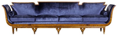 Luxus Jugendstil Samt Sofa Blau Hellbraun Luxury Art Nouveau Velvet Sofa Blue Light Brown