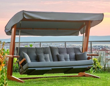 Moderne Luxus Gartenschaukel Hollywoodschaukel Anthrazitgrau Braun Modern Luxury Garden Swing Hollywood Swing Anthracite Gray Brown 