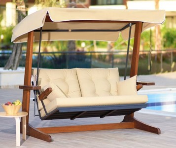 Moderne Luxus Gartenschaukel Hollywoodschaukel Schaukel Creme Braun Modern Luxury Garden Swing Hollywood Swing Cream Brown 