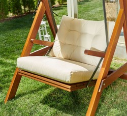 Casa Padrino altalena Hollywood di lusso crema / marrone - Altalena da giardino moderna resistente alle intemperie con tettoia parasole - Mobili da Terrazze - Mobili da Giardino - Collezione di Lusso