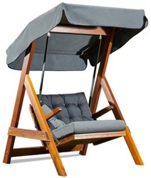 Casa Padrino altalena Hollywood di lusso grigio antracite / marrone - Altalena da giardino moderna resistente alle intemperie con tettoia parasole - Mobili da Terrazze - Mobili da Giardino