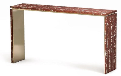 Casa Padrino Luxury Marble Console Red / Brass 180 x 40 x H. 90 cm - Noble Console Table with High Quality Hand Cut Rosso Francia Marble - Luxury Hotel Furniture
