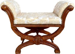 Casa Padrino sgabello barocco bianco / oro / marrone - Sgabello in stile antico fatto a mano con motivo elegante - Mobili Barocco Casa Padrino sgabello barocco bianco / oro / marrone - Sgabello in stile antico fatto a mano con motivo elegante - Mobili Barocco