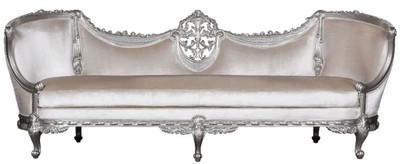 Barock Wohnzimmer Sofa Barockstil Sofa Antik Stil Sofa Weiß Silber Baroque Living Room Sofa Baroque Style Sofa Antique Style Sofa White Silver