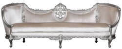 Casa Padrino Luxury Baroque Sofa White / Silver - Noble Handcrafted Living Room Sofa in Baroque Style - Baroque Living Room Furniture - Noble & Magnificent