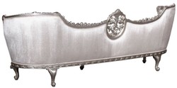 Casa Padrino Luxury Baroque Sofa White / Silver - Noble Handcrafted Living Room Sofa in Baroque Style - Baroque Living Room Furniture - Noble & Magnificent