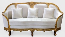 Casa Padrino luxury baroque Living room sofa white / gold - Noble handcrafted antique style sofa - Baroque living room furniture