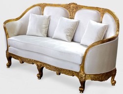 Casa Padrino luxury baroque Living room sofa white / gold - Noble handcrafted antique style sofa - Baroque living room furniture