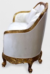 Casa Padrino luxury baroque Living room sofa white / gold - Noble handcrafted antique style sofa - Baroque living room furniture