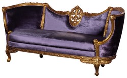 Casa Padrino divano barocco di lusso in velluto viola / oro - Divano da soggiorno nobile artigianale in stile barocco - Magnifico mobili da soggiorno barocchi