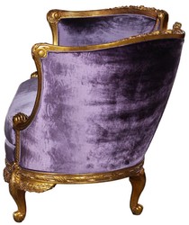 Casa Padrino divano barocco di lusso in velluto viola / oro - Divano da soggiorno nobile artigianale in stile barocco - Magnifico mobili da soggiorno barocchi