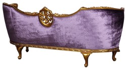 Casa Padrino divano barocco di lusso in velluto viola / oro - Divano da soggiorno nobile artigianale in stile barocco - Magnifico mobili da soggiorno barocchi