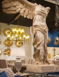 Casa Padrino escultura Art Nouveau de lujo beige 106 x 98 x A. 320 cm - Estatua de cerámica hecha a mano - Figura decoración jardín - Decoración de hotel - Accesorios de Decoración Barroco y Art Nouveau
