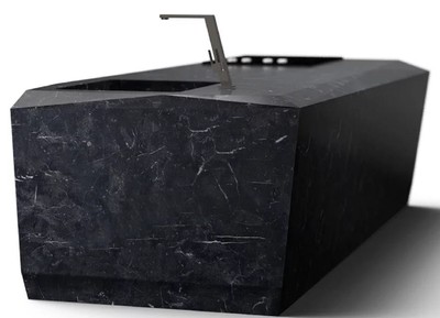 Casa Padrino luxury kitchen block made of high quality marquina marble black 270 x 100 x H. 75 cm - Luxury marble dining room furniture - Hotel Furniture - Luxury Quality