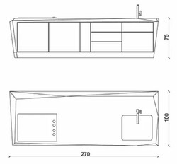 Casa Padrino luxury kitchen block made of high quality marquina marble black 270 x 100 x H. 75 cm - Luxury marble dining room furniture - Hotel Furniture - Luxury Quality