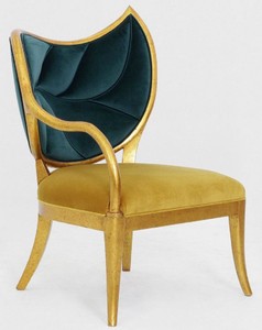 Casa Padrino Luxus Art Deco Sessel Dunkelgrün / Gold / Antik Gold - Handgefertigter Massivholz Lounge Sessel mit edlem Samtstoff - Art Deco Wohnzimmer Möbel