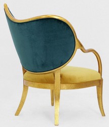 Casa Padrino sillón Art Deco de lujo verde oscuro / oro / oro antiguo - Sillón de madera maciza hecho a mano con tela de terciopelo fino - Muebles de Sala Art Deco
