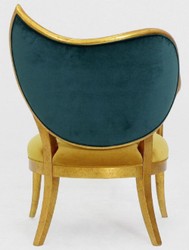 Casa Padrino sillón Art Deco de lujo verde oscuro / oro / oro antiguo - Sillón de madera maciza hecho a mano con tela de terciopelo fino - Muebles de Sala Art Deco