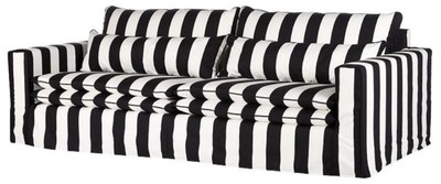 Casa Padrino Sofa Schwarz / Weiß - Modernes Wohnzimmer Sofa mit Streifen - Moderne Wohnzimmer Möbel