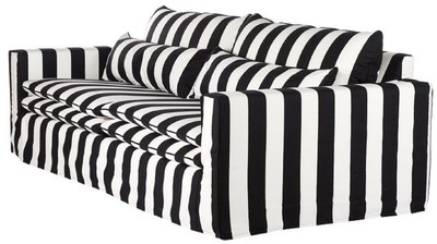 Casa Padrino Sofa Schwarz / Weiß - Modernes Wohnzimmer Sofa mit Streifen - Moderne Wohnzimmer Möbel