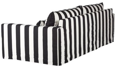 Casa Padrino Sofa Schwarz / Weiß - Modernes Wohnzimmer Sofa mit Streifen - Moderne Wohnzimmer Möbel