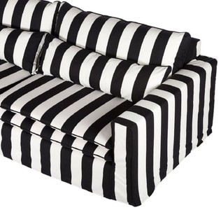 Casa Padrino Sofa Schwarz / Weiß - Modernes Wohnzimmer Sofa mit Streifen - Moderne Wohnzimmer Möbel