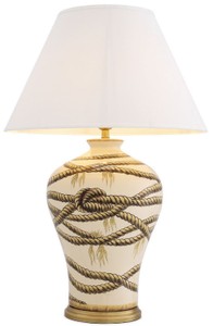 Handbemalte Luxus Designer Porzellan Tischleuchte Beige Antik Messing Weiß Hand Painted Luxury Designer Porcelain Table Lamp Beige Antique Brass White