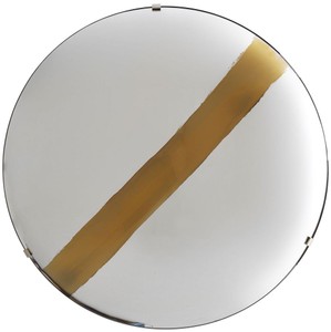 Casa Padrino miroir de luxe avec rayure or Ø 119 cm - Miroir mural rond concave avec support mural - Collection de Luxe