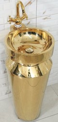 Casa Padrino luxury stainless steel washstand gold 40 x H. 86 cm - Golden Bathroom Furniture - Hotel & Restaurant Collection - Luxury Quality