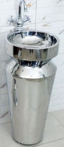 Casa Padrino luxury stainless steel washstand silver 40 x H. 86 cm - Silver Bathroom Furniture - Hotel & Restaurant Collection - Luxury Quality
