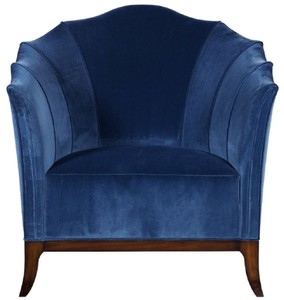 Casa Padrino luxury Art Deco armchair blue / dark brown - Handcrafted solid wood living room armchair with fine velvet fabric - Art Deco living room furniture