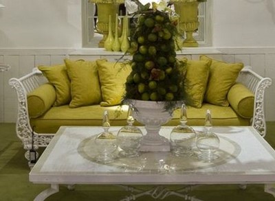 Casa Padrino divano barocco di lusso verde oliva / bianco 212 x 87 x A. 77 cm - Divano in forgiato a mano con cuscini - Divano Soggiorno - Divano da Giardino - Divano Patio - Mobili Barocchi
