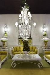 Casa Padrino sofá barroco de lujo verde oliva / blanco 212 x 87 x A. 77 cm - Sofá de hierro forjado forjado a mano con cojines - Sofá de Salón - Sofá de Jardín - Sofá de Patio - Muebles Barrocos